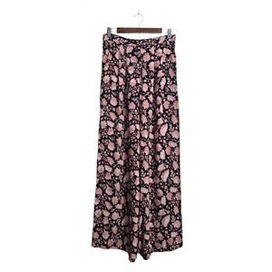 Heidi Merrick Pleated Wide Leg Flareup Trousers In Pink Batik Sz 10 (Waist 29)